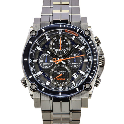 Bulova Icon Precisionist Chronograph Edelstahl Graues Zifferblatt Quarz Taucheruhr 98B343 300M Herrenuhr