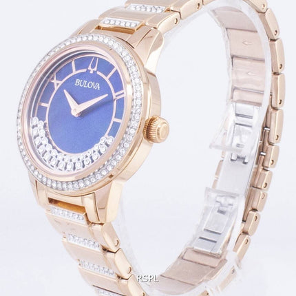 Bulova Crystal Drehkreuz 98 L 247 Quarz Diamant Akzenten Damenuhr