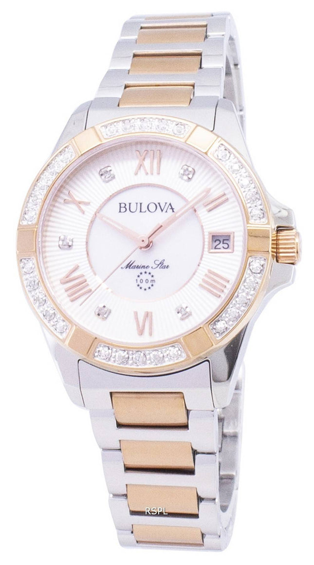 Bulova Marine Sterne 98R234 Diamant Akzent Quarz Damenuhr
