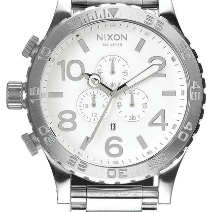 Nixon hohe Polnisch White Dial Chronograph 300M A083-488-00 Herrenuhr