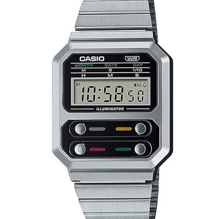 Casio Vintage Digital Edelstahl A100WE-1A A100WE-1 Herrenuhr