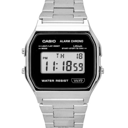 Casio Vintage Digitaluhr aus Edelstahl, Quarz, A158WEA-1, Unisex
