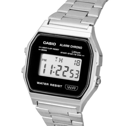 Casio Vintage Digitaluhr aus Edelstahl, Quarz, A158WEA-1, Unisex