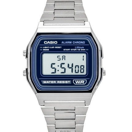 Casio Vintage Digitaluhr aus Edelstahl mit Quarzwerk, Modell A158WEA-2, Unisex