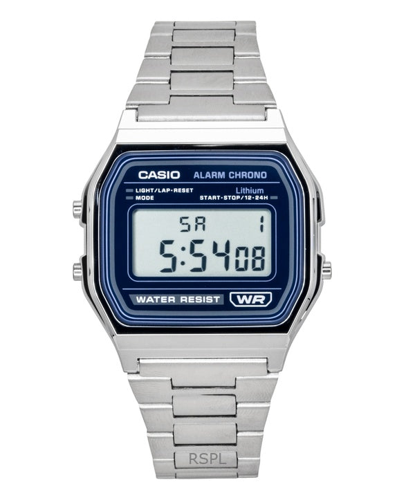 Casio Vintage Digitaluhr aus Edelstahl mit Quarzwerk, Modell A158WEA-2, Unisex