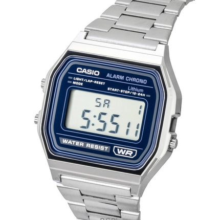 Casio Vintage Digitaluhr aus Edelstahl mit Quarzwerk, Modell A158WEA-2, Unisex