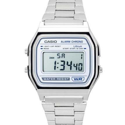 Casio Vintage Digitaluhr aus Edelstahl mit Quarzwerk, Modell A158WEA-7, Unisex