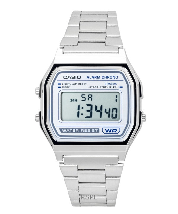 Casio Vintage Digitaluhr aus Edelstahl mit Quarzwerk, Modell A158WEA-7, Unisex