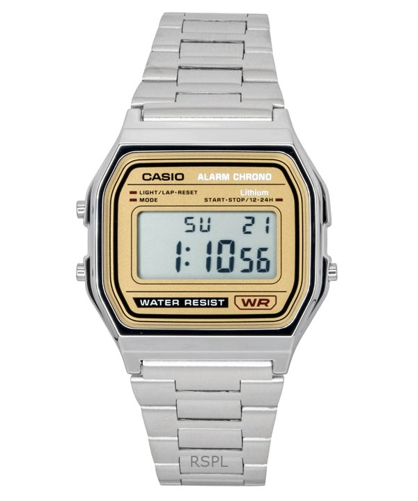 Casio Vintage Digitaluhr aus Edelstahl mit Quarzwerk, Modell A158WEA-9, Unisex