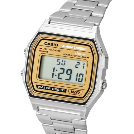 Casio Vintage Digitaluhr aus Edelstahl mit Quarzwerk, Modell A158WEA-9, Unisex