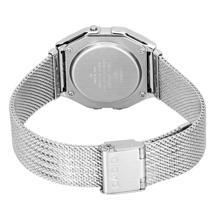 Casio Vintage Digitaluhr aus Edelstahl-Mesh-Armband, Quarzwerk, A158WEM-7, Unisex