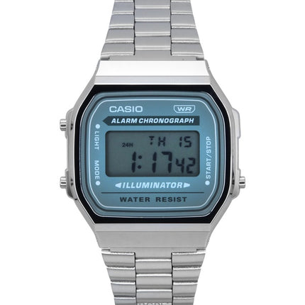Casio Vintage Digital Edelstahlarmband Quarz A168WA-3A Herrenuhr