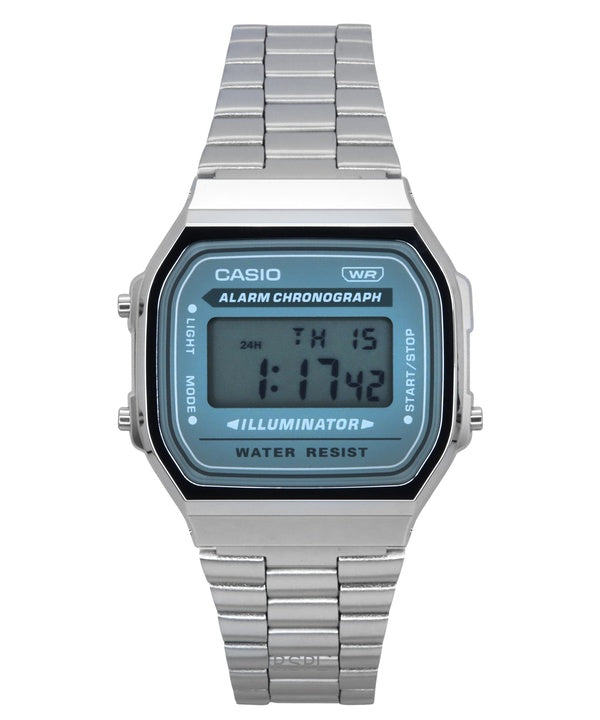 Casio Vintage Digital Edelstahlarmband Quarz A168WA-3A Herrenuhr
