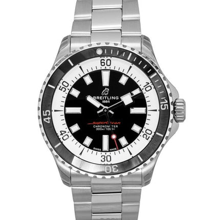 Breitling Superocean Edelstahl schwarzes Zifferblatt automatische Taucheruhr A17375211B1A1 300M Herrenuhr