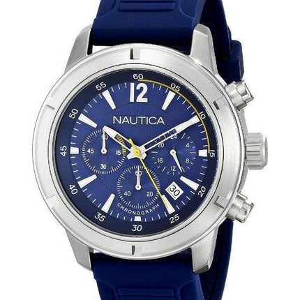 Nautica Chronograph blau Zifferblatt Silikon Armband A17652G Herrenuhr