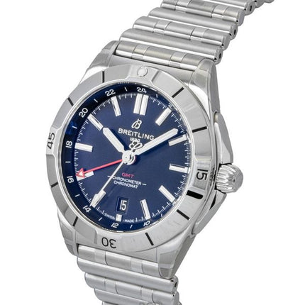 Breitling Chronomat GMT Edelstahl Schwarzes Zifferblatt Automatische Taucheruhr A32398101B1A1 200M Herrenuhr