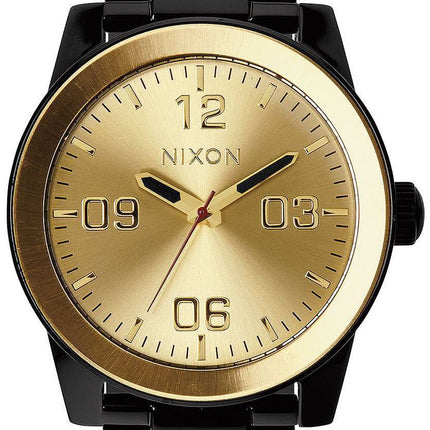 Nixon Corporal SS Quartz schwarz IP Gold Zifferblatt A346-010-00 Herrenuhr
