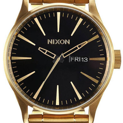 Nixon Sentry SS Gold Tone schwarzes Zifferblatt A356-510-00 Herrenuhr