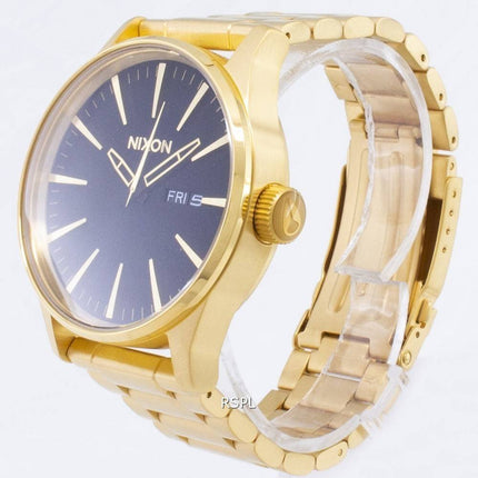 Nixon Sentry SS Gold Tone schwarzes Zifferblatt A356-510-00 Herrenuhr