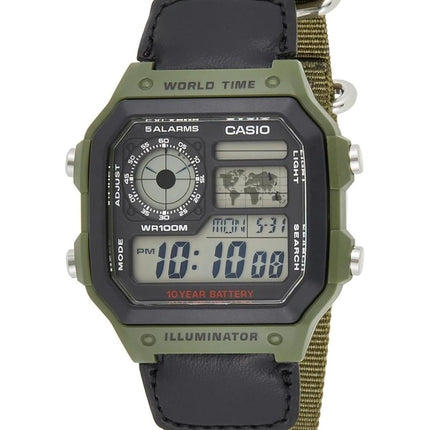 Casio Welt Zeit Alarm digitaler AE-1200WHB-3BV Herrenuhr