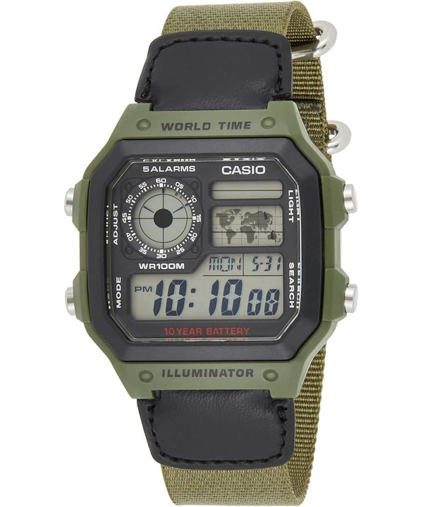 Casio Welt Zeit Alarm digitaler AE-1200WHB-3BV Herrenuhr