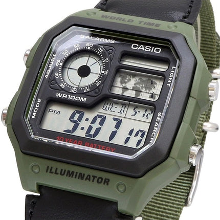 Casio Welt Zeit Alarm digitaler AE-1200WHB-3BV Herrenuhr
