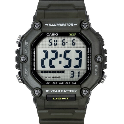 Casio Digitaluhr mit extra langem Harzarmband, Quarzwerk, AE-1600HX-3AV, wasserdicht bis 100 m, Unisex