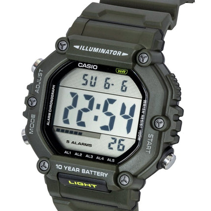 Casio Digitaluhr mit extra langem Harzarmband, Quarzwerk, AE-1600HX-3AV, wasserdicht bis 100 m, Unisex