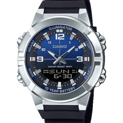 Casio Analog-Digital-Kombination Harzarmband blaues Zifferblatt Quarz AMW-870A-2AV Herrenuhr