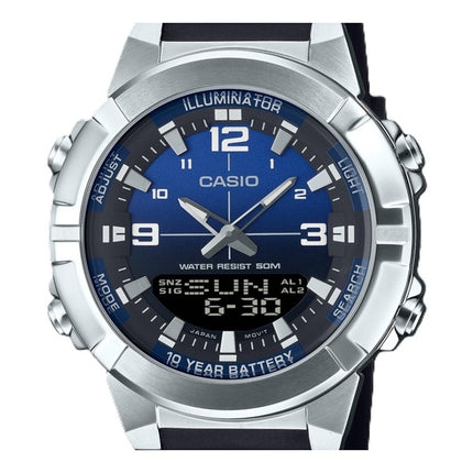 Casio Analog-Digital-Kombination Harzarmband blaues Zifferblatt Quarz AMW-870A-2AV Herrenuhr