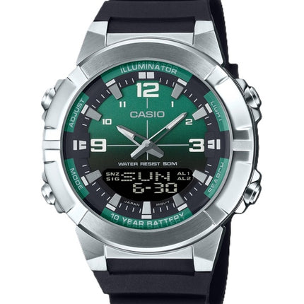 Casio Analog-Digital-Kombination Harzarmband grünes Zifferblatt Quarz AMW-870A-3AV Herrenuhr