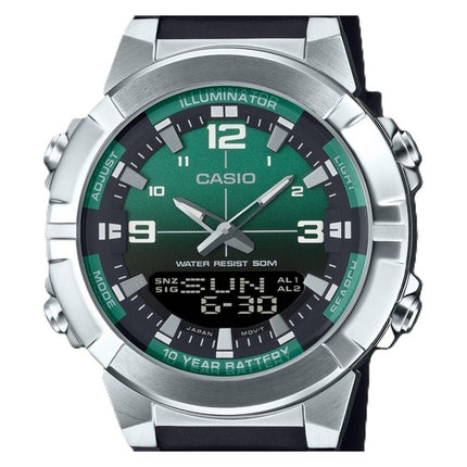 Casio Analog-Digital-Kombination Harzarmband grünes Zifferblatt Quarz AMW-870A-3AV Herrenuhr