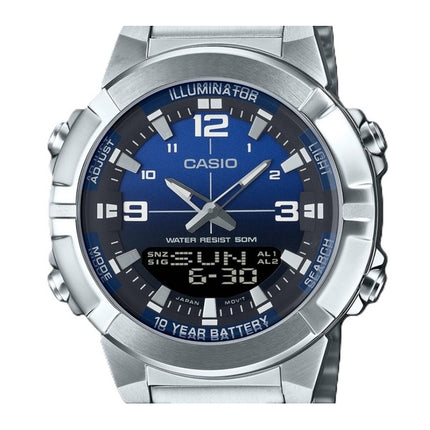 Casio Analog-Digital-Kombination Edelstahl blaues Zifferblatt Quarz AMW-870DA-2A1V Herrenuhr