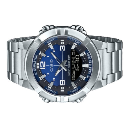 Casio Analog-Digital-Kombination Edelstahl blaues Zifferblatt Quarz AMW-870DA-2A1V Herrenuhr