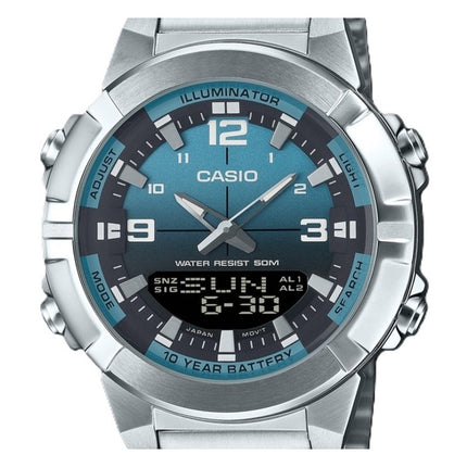 Casio Analog-Digital-Kombination Edelstahl Hellblaues Zifferblatt Quarz AMW-870DA-2A2V Herrenuhr