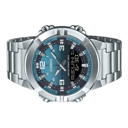 Casio Analog-Digital-Kombination Edelstahl Hellblaues Zifferblatt Quarz AMW-870DA-2A2V Herrenuhr