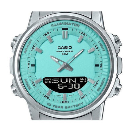 Casio Analog Digital Kombination Edelstahl Türkis Zifferblatt Quarz AMW-880D-2A2V Herrenuhr