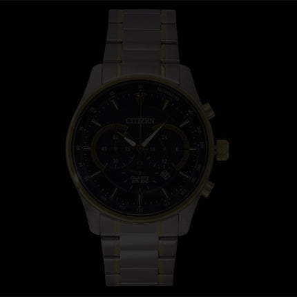Citizen Chronograph Zweifarbige Edelstahluhr mit blauem Zifferblatt, Quarzwerk AN8194-51L, wasserdicht bis 100 m, Herrenuhr