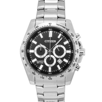 Citizen Chronograph Edelstahl Schwarzes Zifferblatt Quarz AN8230-59E 100M Herrenuhr
