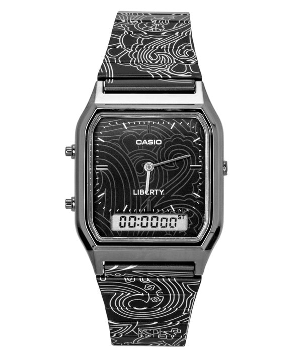 Casio Vintage Liberty Analog-Digitaluhr mit schwarzem Zifferblatt, Quarzwerk, AQ-230EBLT-1A, Unisex-Uhr