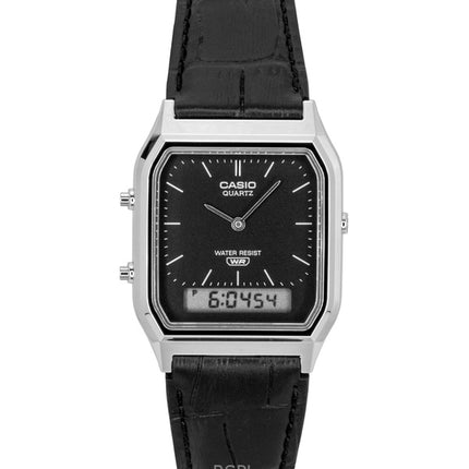Casio Vintage Analog Digital Lederarmband Schwarzes Zifferblatt Quarz AQ-230EL-1A Unisex-Uhr