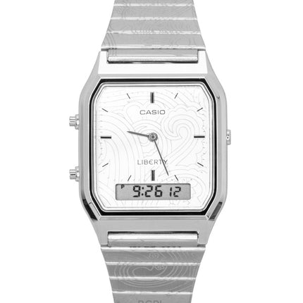 Casio Vintage Liberty Analog-Digitaluhr mit silbernem Zifferblatt, Quarzwerk, Modell AQ-230ELT-7A, Unisex