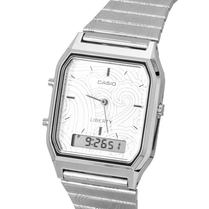 Casio Vintage Liberty Analog-Digitaluhr mit silbernem Zifferblatt, Quarzwerk, Modell AQ-230ELT-7A, Unisex