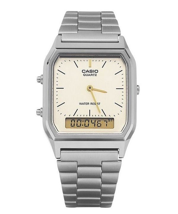 Casio Vintage Analog Digital Grau ionenbeschichtete Quarz AQ-230GG-9A Herrenuhr