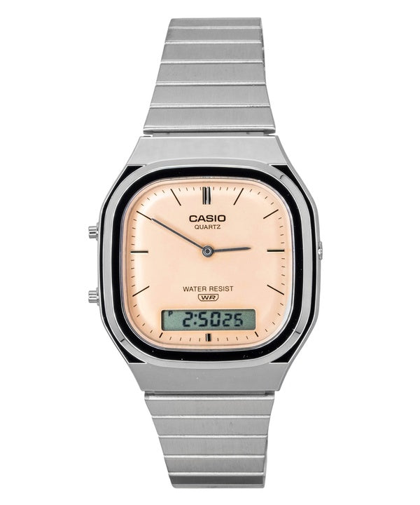 Casio Vintage Analog Digital Orange Dial Stainless Steel Quartz AQ-240E-4A Unisex Watch