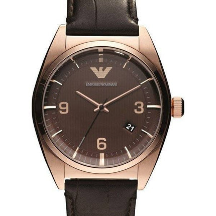 Emporio Armani klassischen braunen Zifferblatt Leder Band AR0367 Herrenuhr