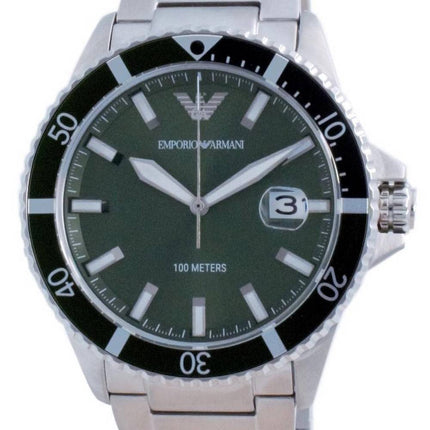 Emporio Armani Grünes Zifferblatt Edelstahl Quarz AR11338 100M Herrenuhr