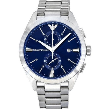 Emporio Armani Claudio Edelstahl Chronograph blaues Zifferblatt Quarz AR11541 Herrenuhr