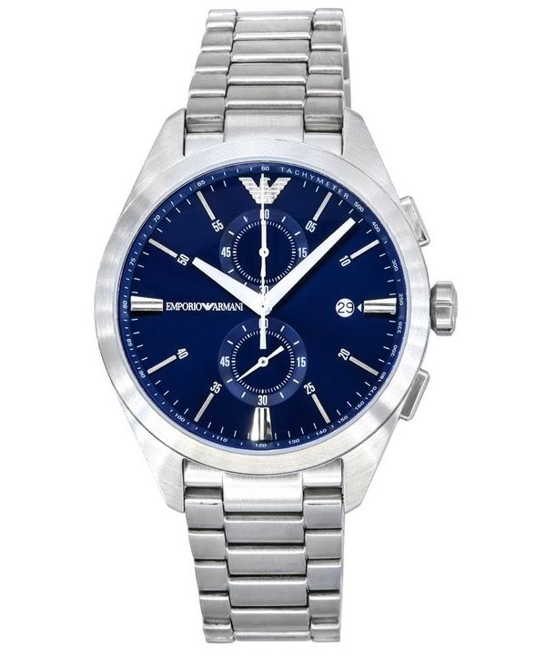 Emporio Armani Claudio Edelstahl Chronograph blaues Zifferblatt Quarz AR11541 Herrenuhr