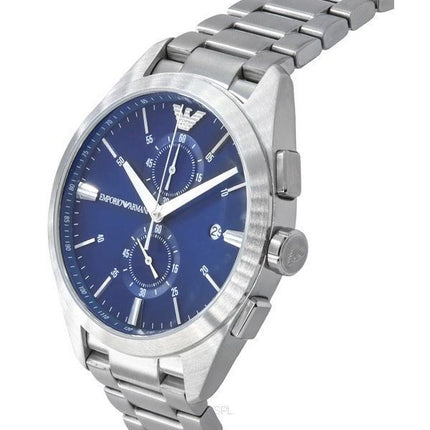 Emporio Armani Claudio Edelstahl Chronograph blaues Zifferblatt Quarz AR11541 Herrenuhr
